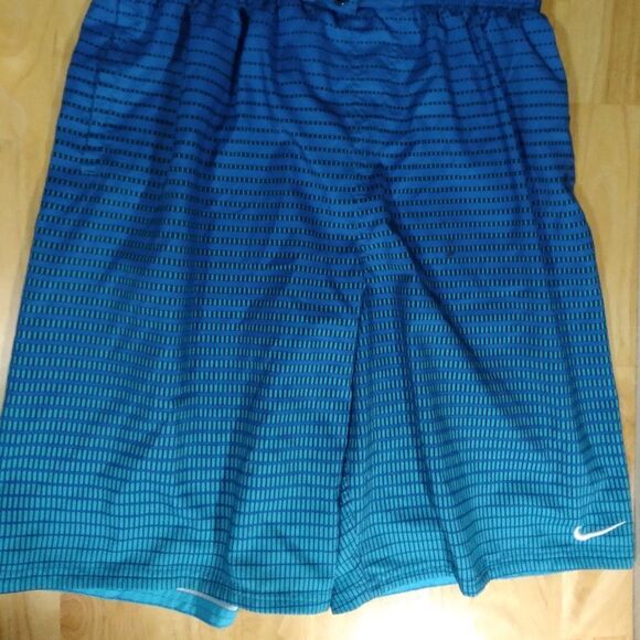 Vintage Nike Small Swoosh Pattern Swim Trunks Shorts - Picture 1 of 7